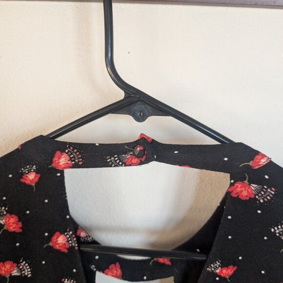 Free People Tegan Floral Mini Dress Size 6  Black & Red Floral Print - Picture 9 of 13